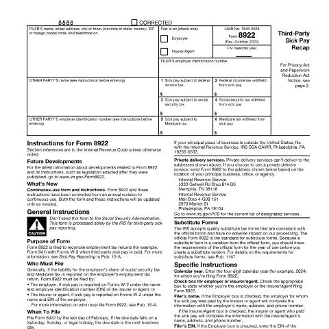 Document preview: IRS Form f8922 — IRS, United States (CERFA n°8922)
