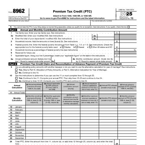 Document preview: IRS Form f8962 — IRS, United States (CERFA n°8962)