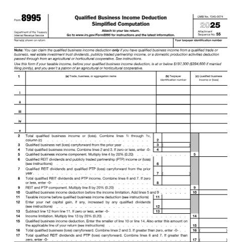 Document preview: IRS Form f8995 — IRS, United States (CERFA n°8995)