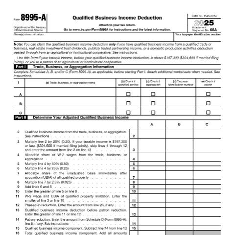 Document preview: IRS Form f8995a — IRS, United States (CERFA n°8995A)