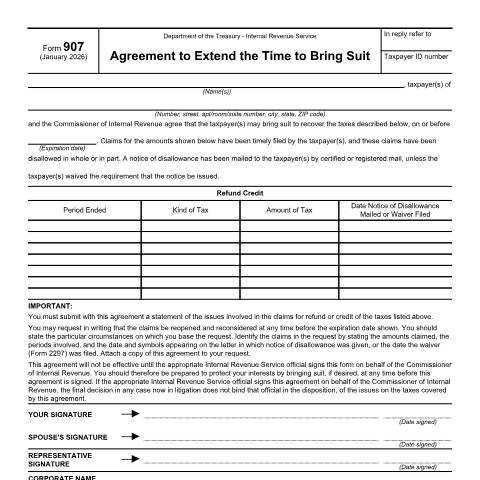 Document preview: IRS Form f907 — IRS, United States (CERFA n°907)