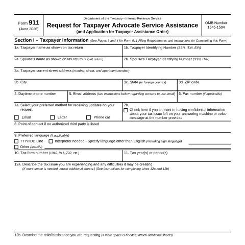 Document preview: IRS Form f911 — IRS, United States (CERFA n°911)