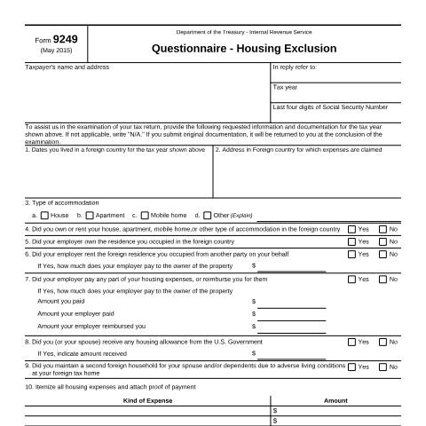 Document preview: IRS Form f9249 — IRS, United States (CERFA n°9249)