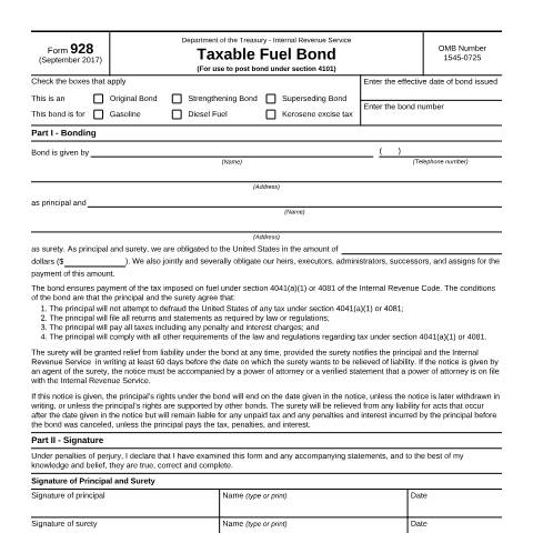Document preview: IRS Form f928 — IRS, United States (CERFA n°928)
