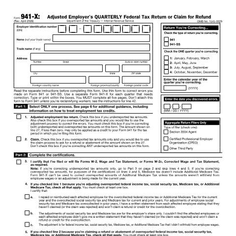 Document preview: IRS Form f941x — IRS, United States (CERFA n°941X)