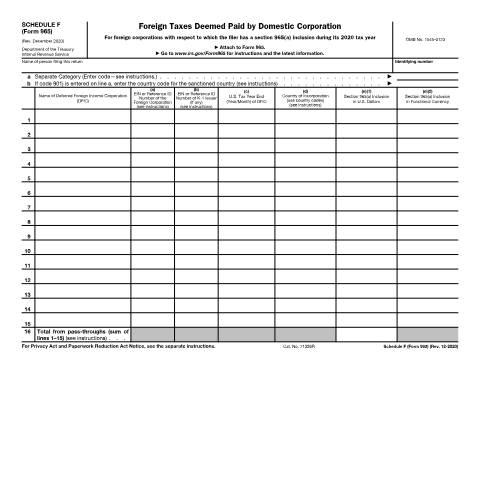 Document preview: IRS Form f965sf — IRS, United States (CERFA n°965SF)