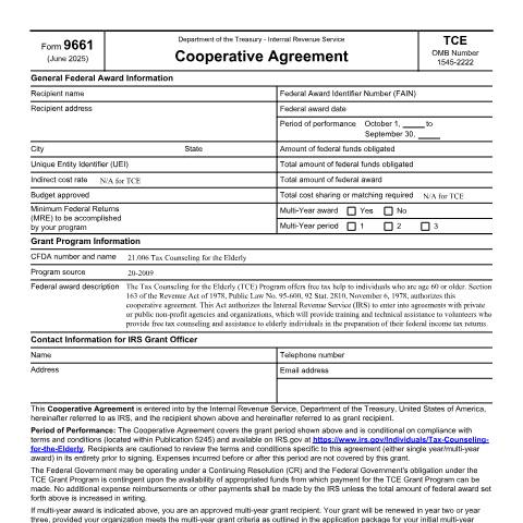 Document preview: IRS Form f9661 — IRS, United States (CERFA n°9661)