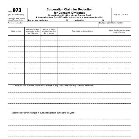 Document preview: IRS Form f973 — IRS, United States (CERFA n°973)