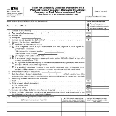 Document preview: IRS Form f976 — IRS, United States (CERFA n°976)