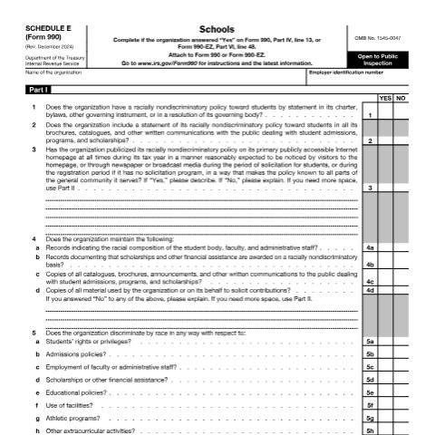 Document preview: IRS Form f990se — IRS, United States (CERFA n°990SE)