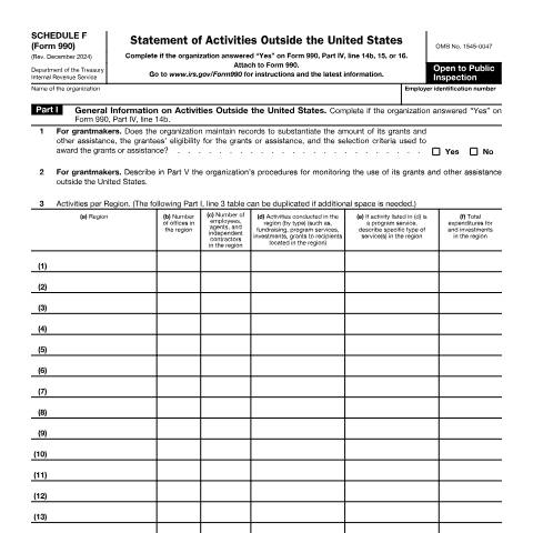 Document preview: IRS Form f990sf — IRS, United States (CERFA n°990SF)