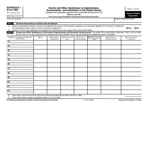 Document preview: IRS Form f990si — IRS, United States (CERFA n°990SI)