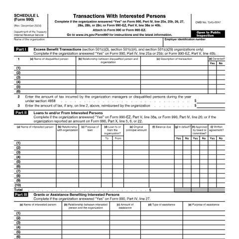 Document preview: IRS Form f990sl — IRS, United States (CERFA n°990SL)