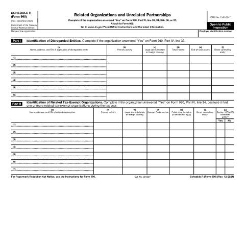 Document preview: IRS Form f990sr — IRS, United States (CERFA n°990SR)