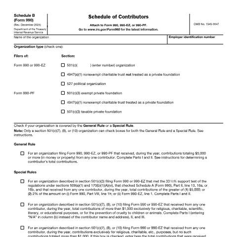Document preview: IRS Form f990ezb — IRS, United States (CERFA n°990EZB)