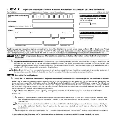 Document preview: IRS Form fct1x — IRS, United States (CERFA n°CT1X)
