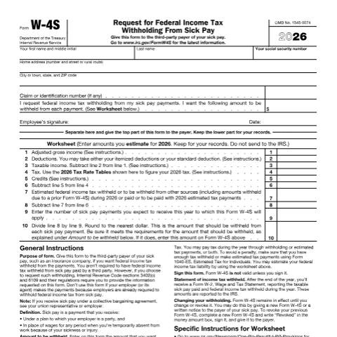 Document preview: IRS Form fw4s — IRS, United States (CERFA n°W4S)