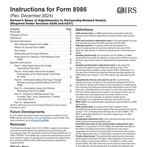 Document preview: IRS Instructions i8986 — IRS, United States (CERFA n°INST-8986)