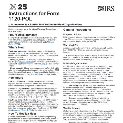 Document preview: IRS Instructions i1120pol — IRS, United States (CERFA n°INST-1120POL)