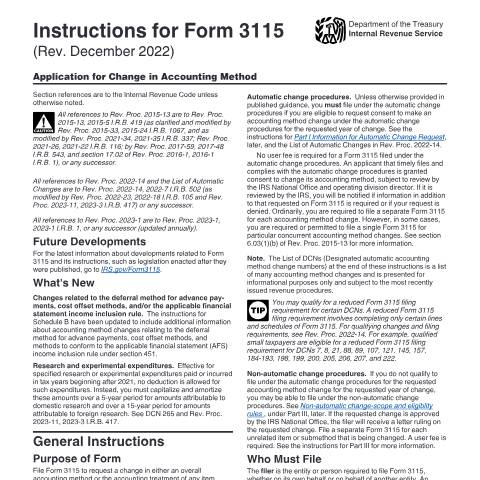 Document preview: IRS Instructions i3115 — IRS, United States (CERFA n°INST-3115)