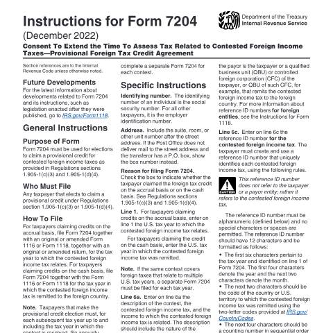 Document preview: IRS Instructions i7204 — IRS, United States (CERFA n°INST-7204)