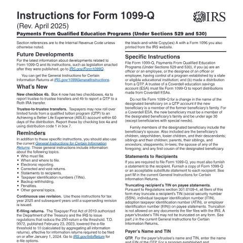Document preview: IRS Instructions i1099q — IRS, United States (CERFA n°INST-1099Q)