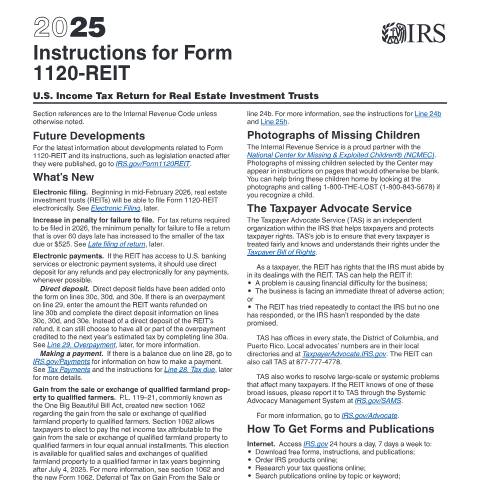 Document preview: IRS Instructions i1120rei — IRS, United States (CERFA n°INST-1120REI)