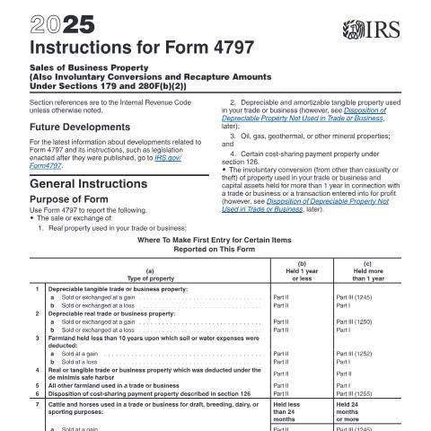 Document preview: IRS Instructions i4797 — IRS, United States (CERFA n°INST-4797)
