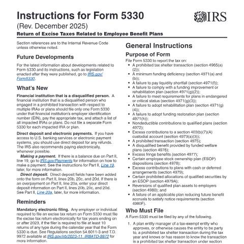 Document preview: IRS Instructions i5330 — IRS, United States (CERFA n°INST-5330)
