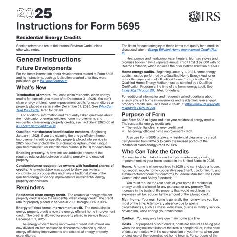 Document preview: IRS Instructions i5695 — IRS, United States (CERFA n°INST-5695)