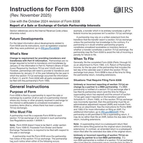 Document preview: IRS Instructions i8308 — IRS, United States (CERFA n°INST-8308)