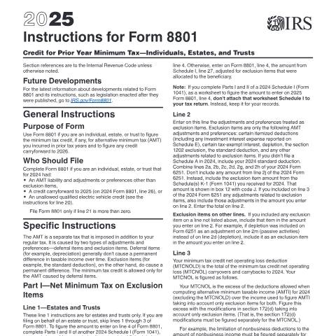 Document preview: IRS Instructions i8801 — IRS, United States (CERFA n°INST-8801)