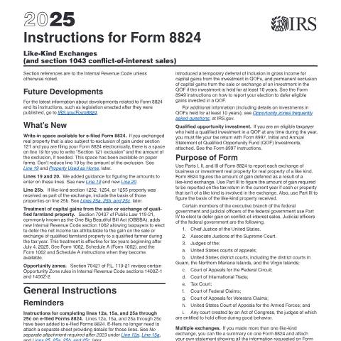 Document preview: IRS Instructions i8824 — IRS, United States (CERFA n°INST-8824)
