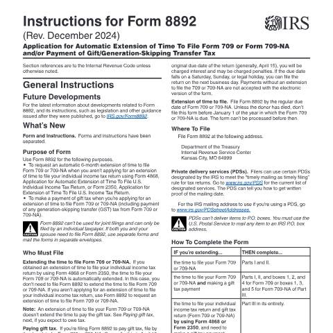 Document preview: IRS Instructions i8892 — IRS, United States (CERFA n°INST-8892)