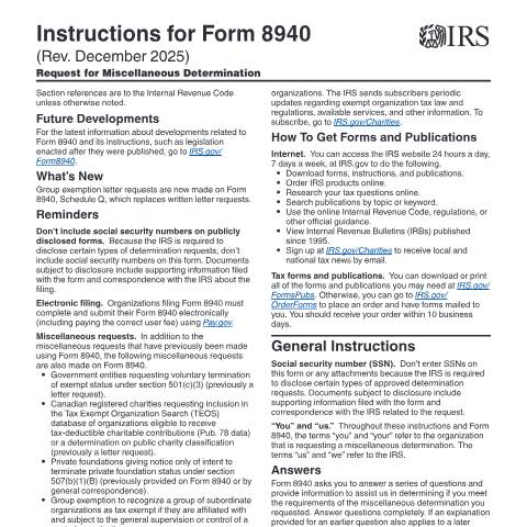 Document preview: IRS Instructions i8940 — IRS, United States (CERFA n°INST-8940)