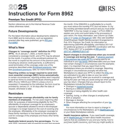 Document preview: IRS Instructions i8962 — IRS, United States (CERFA n°INST-8962)