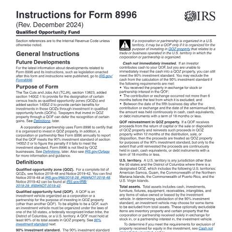Document preview: IRS Instructions i8996 — IRS, United States (CERFA n°INST-8996)