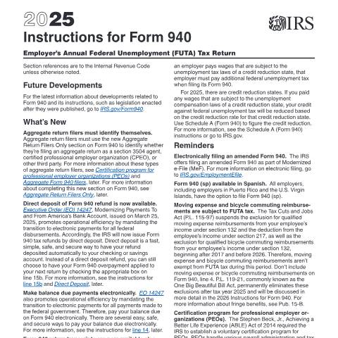Document preview: IRS Instructions i940 — IRS, United States (CERFA n°INST-940)