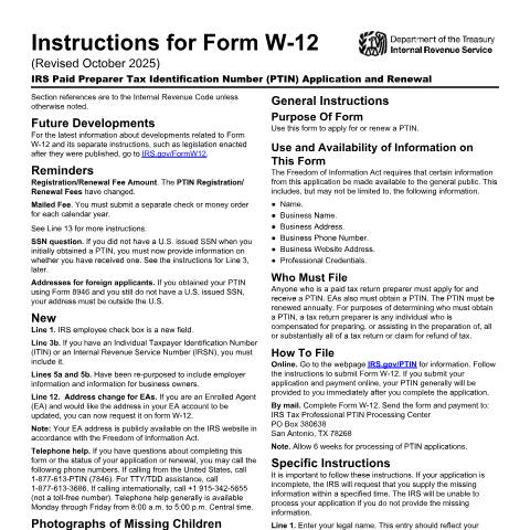 Document preview: IRS Instructions iw12 — IRS, United States (CERFA n°INST-W12)
