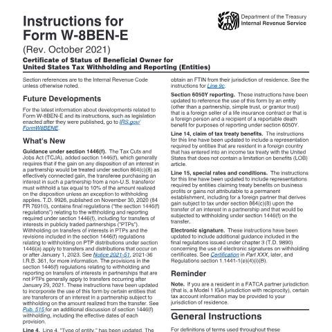 Document preview: IRS Instructions iw8bene — IRS, United States (CERFA n°INST-W8BENE)