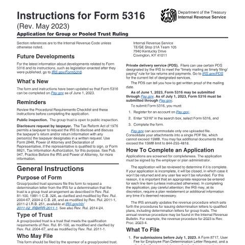 Document preview: IRS Instructions i5316 — IRS, United States (CERFA n°INST-5316)