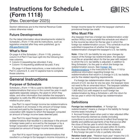 Document preview: IRS Instructions i1118sl — IRS, United States (CERFA n°INST-1118SL)