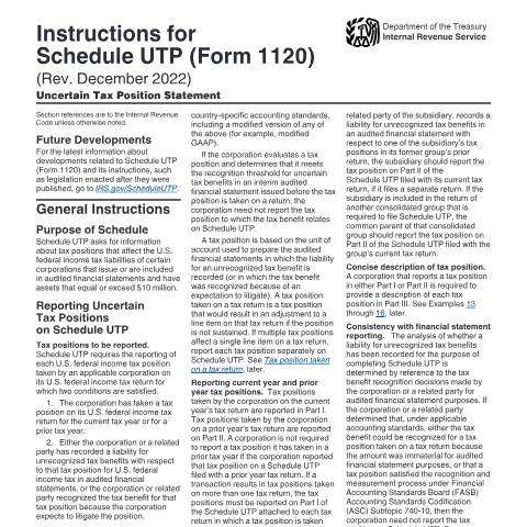 Document preview: IRS Instructions i1120utp — IRS, United States (CERFA n°INST-1120UTP)