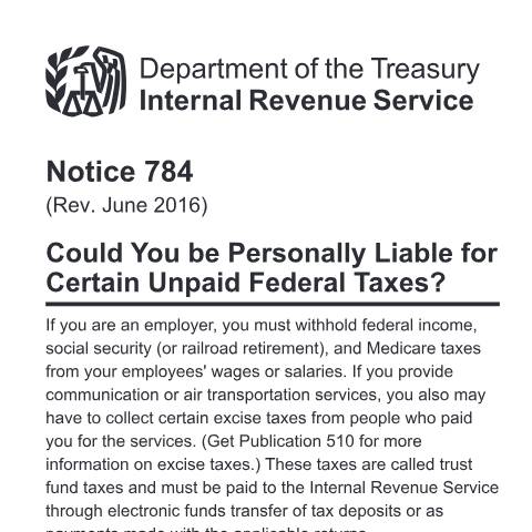 Document preview: IRS Other n784 — IRS, United States