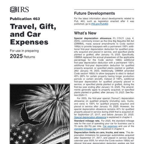 Document preview: IRS Publication p463 — IRS, United States (CERFA n°PUB-463)