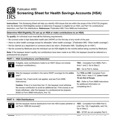 Document preview: IRS Publication p4885 — IRS, United States (CERFA n°PUB-4885)