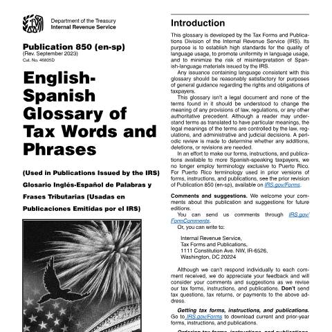 Document preview: IRS Publication p850 — IRS, United States (CERFA n°PUB-850)