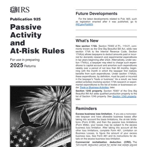 Document preview: IRS Publication p925 — IRS, United States (CERFA n°PUB-925)