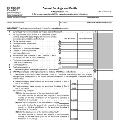 Document preview: IRS Form f5471sh — IRS, United States (CERFA n°5471SH)
