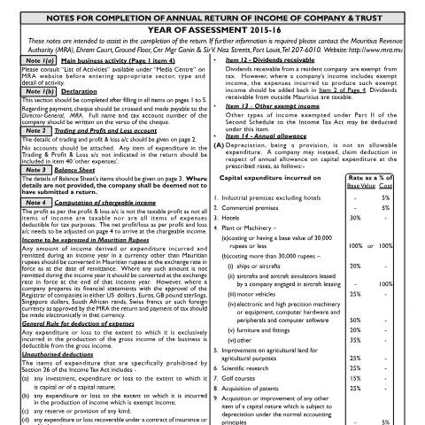 Document preview: Notes on I.T Form 3 — Form, Mauritius (CERFA n°IT033ANotes080715)